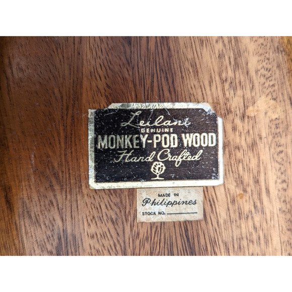 Leilani Monkey Pod Wood Tray Hand Crafted Three Parts Mid Century Philippines - Picture 3 of 12